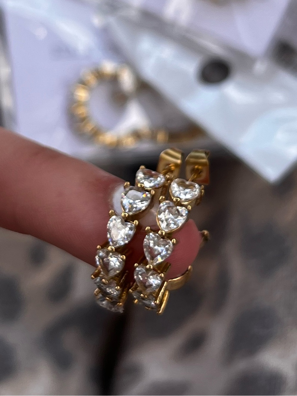 Sparklebygabi Gold heart crystal hoops